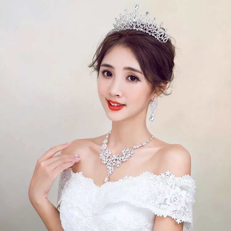 Vương Miện Cài Tóc Cô Dâu Đính Đá Phong Cách Hàn Quốc Mới