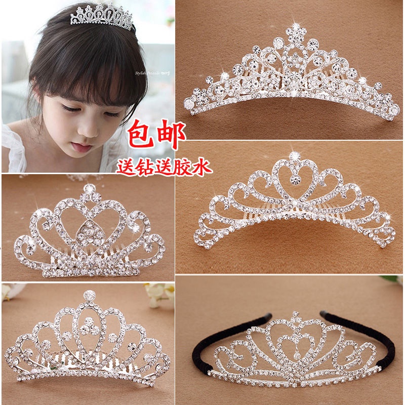 Vương Miện Cài Tóc Đính Pha Lê Phong Cách Hàn Quốc Cho Bé Gái