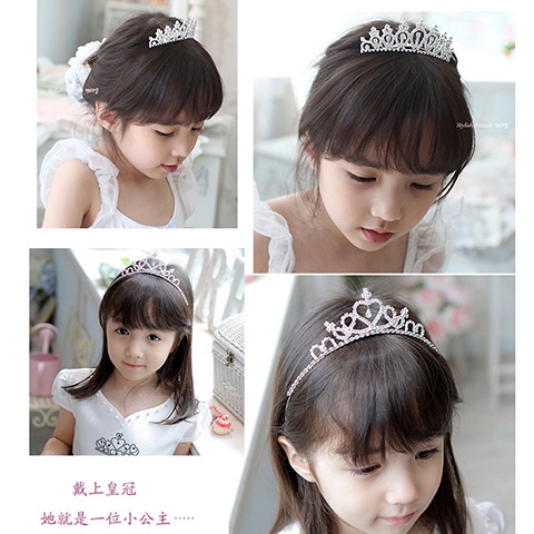 Vương Miện Cài Tóc Đính Pha Lê Phong Cách Hàn Quốc Cho Bé Gái