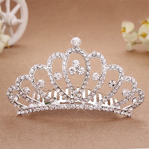 Vương Miện Cài Tóc Đính Pha Lê Phong Cách Hàn Quốc Cho Bé Gái