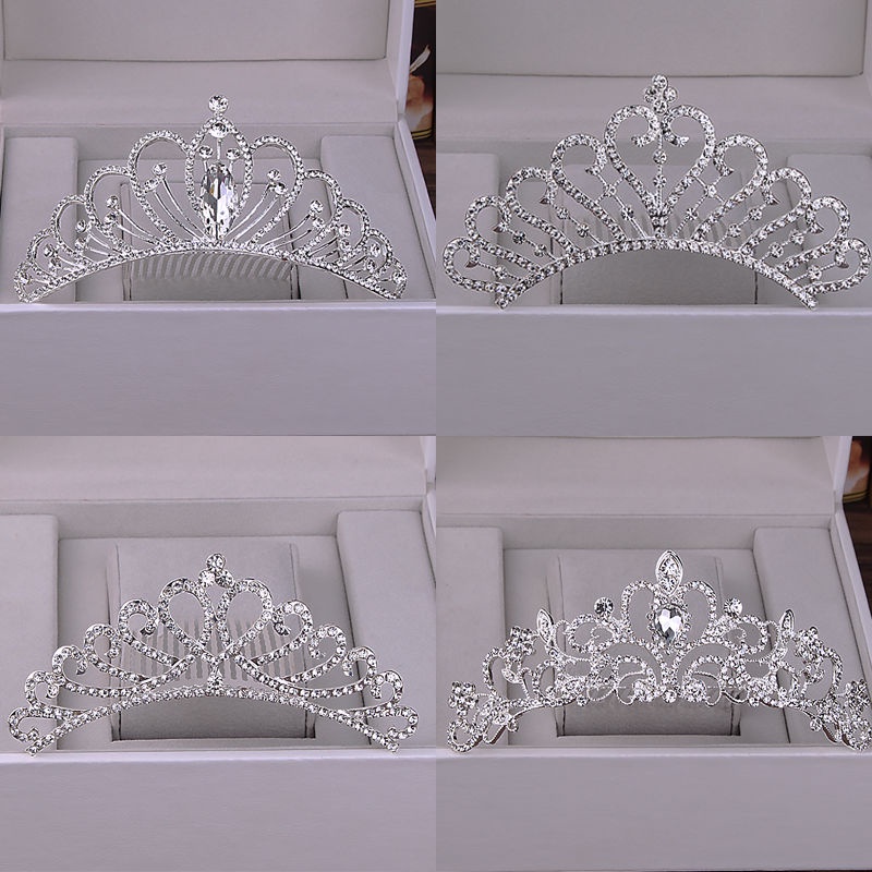 Vương Miện Cài Tóc Đính Kim Cương Giả Kiểu Hàn Quốc Cho Cô Dâu