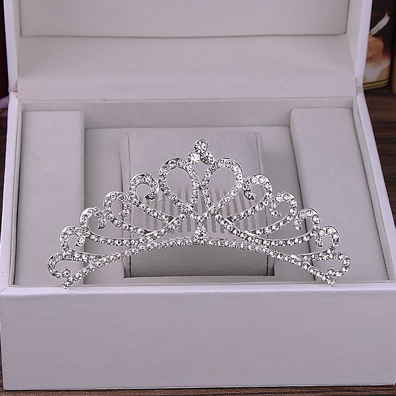 Vương Miện Cài Tóc Đính Kim Cương Giả Kiểu Hàn Quốc Cho Cô Dâu