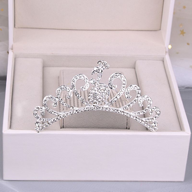 Vương Miện Cài Tóc Đính Kim Cương Giả Kiểu Hàn Quốc Cho Cô Dâu