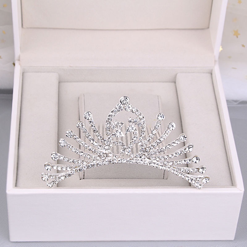 Vương Miện Cài Tóc Đính Kim Cương Giả Kiểu Hàn Quốc Cho Cô Dâu