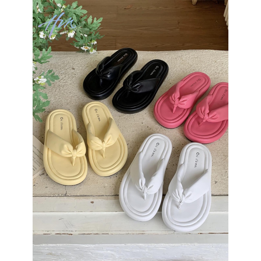 Dép Sandal Đế Dày Màu Vàng Nhạt Phong Cách Mới Dễ Phối Đồ Thời Trang Mùa Hè Cho Nữ