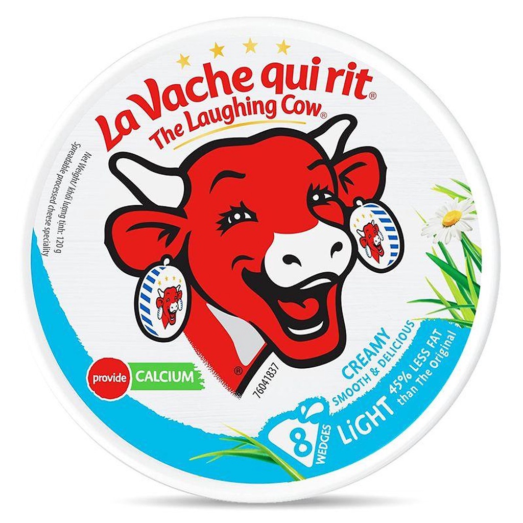 (Ship2h) Phô Mai Con Bò Cười Ít Béo, Light Laughing Cow Cheese, 8 Miếng (120g) - LA VACHE QUI RIT