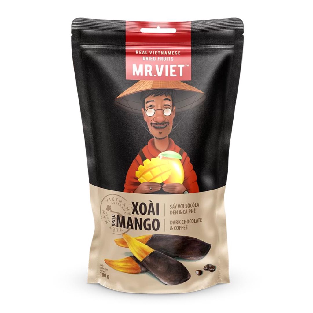 Xoài Sấy với Socola Đen & Cà Phê, Dried Mango with Dark Chocolate & Coffee  - MR. VIET
