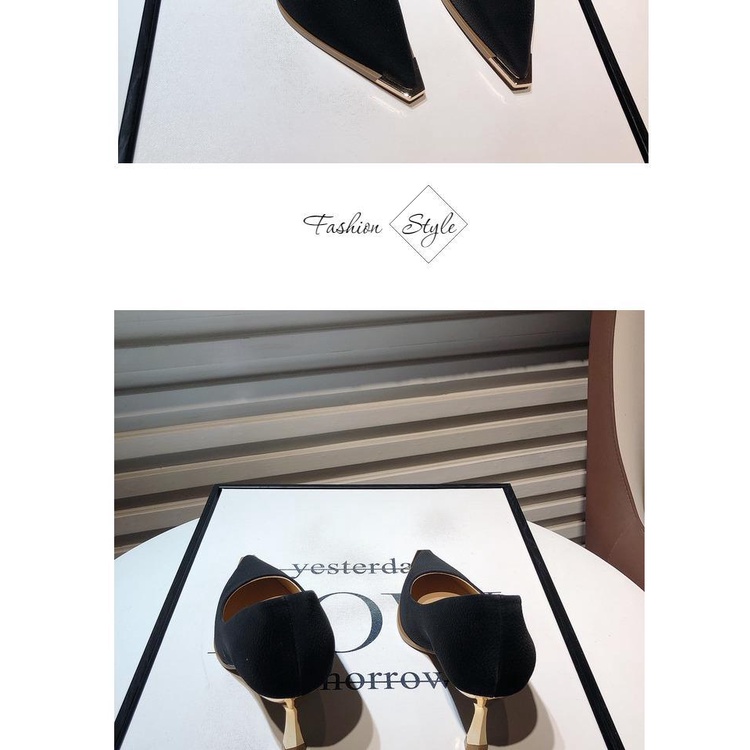 Giày Cao Gót Mũi Nhọn Phối Kim Loại Thời Trang Mùa Xuân Pháp 2023 Dành Cho Nữ