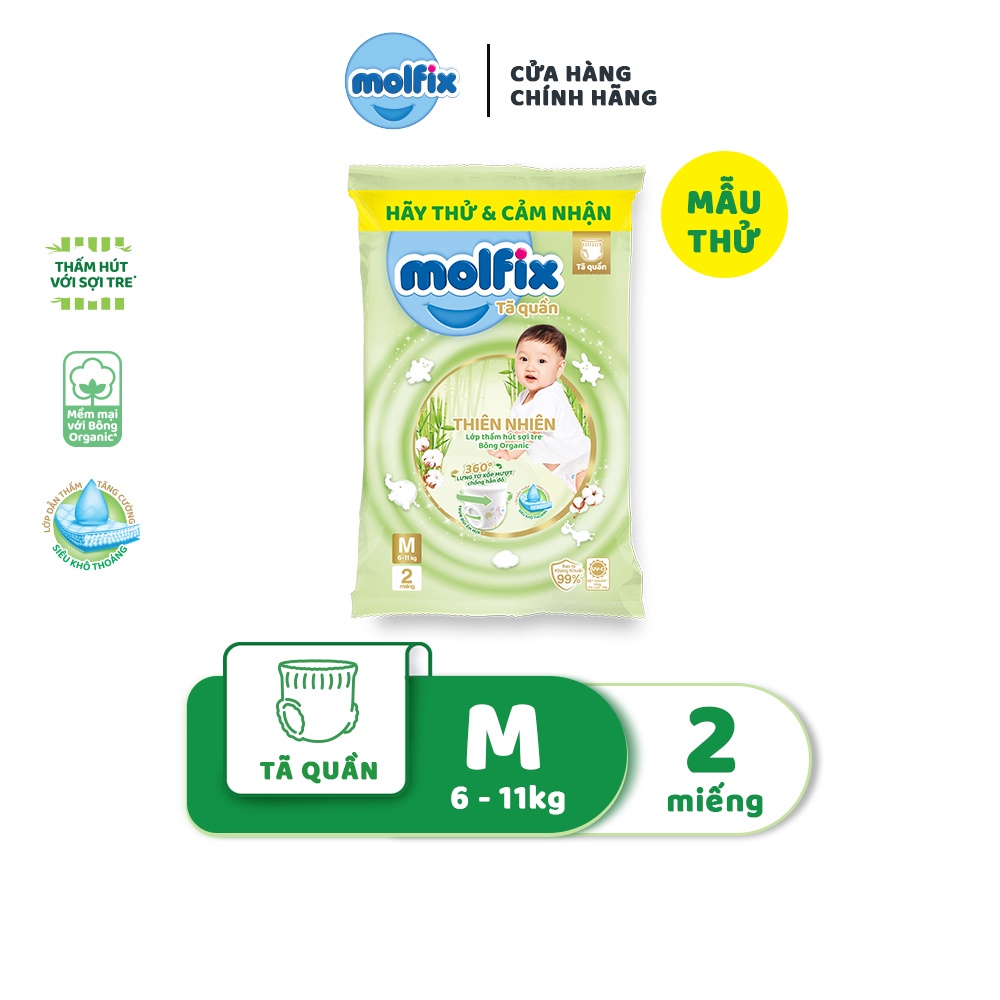 Mẫu thử Tã bỉm quần Molfix thiên nhiên M
