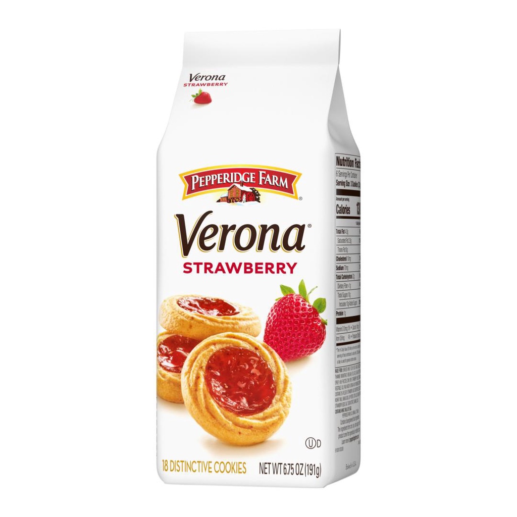 Bánh Dâu, Verona, Strawberry Cookies, 18 Cái, 6.75 oz (191g) - PEPPERIDGE FARM