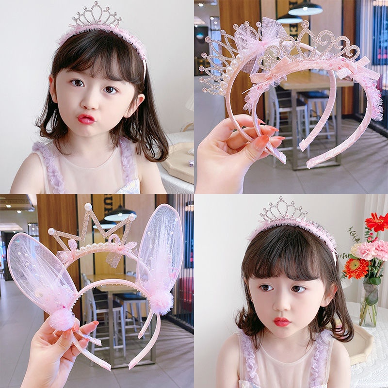 Băng Đô Vải Lưới Hình Vương Miện Xinh Xắn Cho Bé Gái