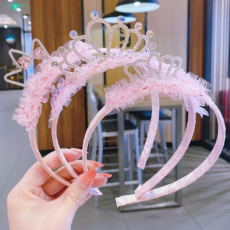 Băng Đô Vải Lưới Hình Vương Miện Xinh Xắn Cho Bé Gái