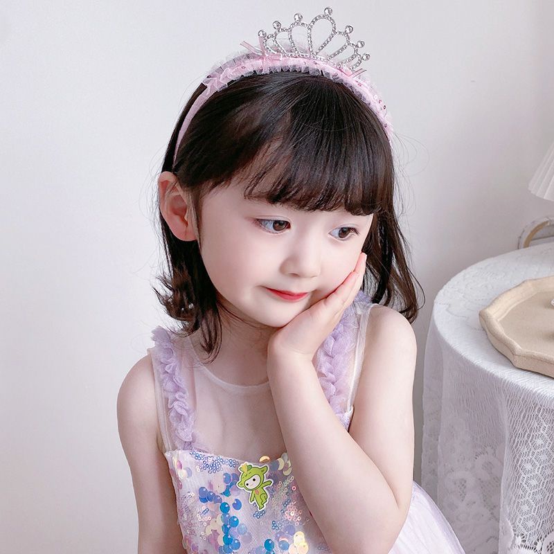 Băng Đô Vải Lưới Hình Vương Miện Xinh Xắn Cho Bé Gái