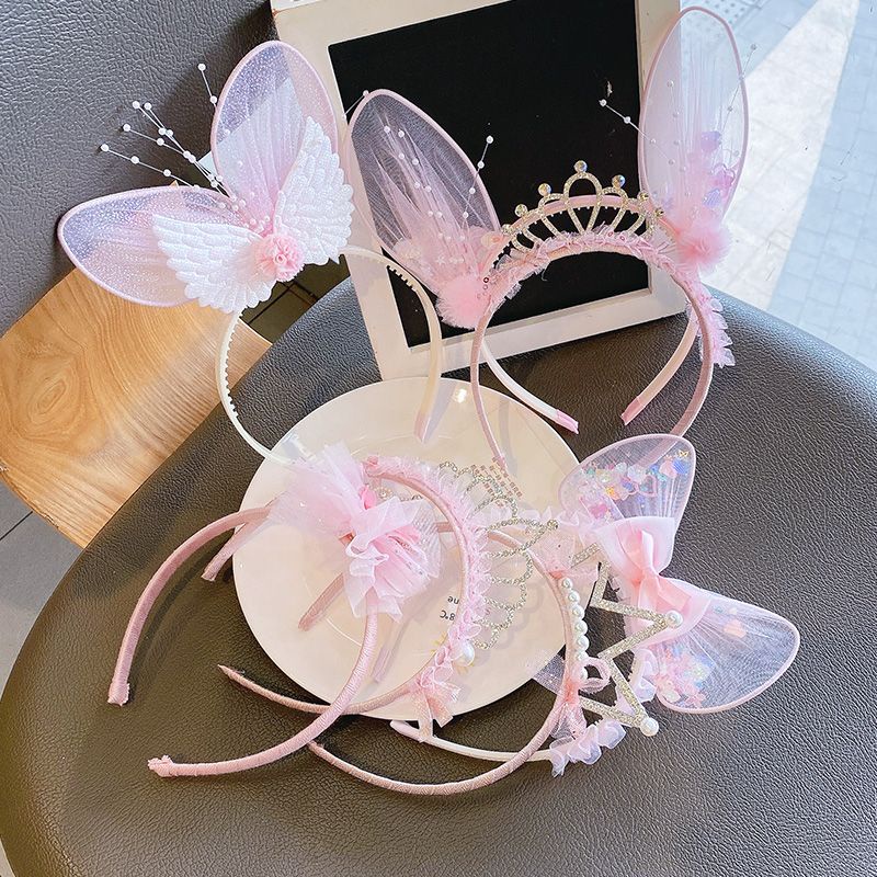 Băng Đô Vải Lưới Hình Vương Miện Xinh Xắn Cho Bé Gái