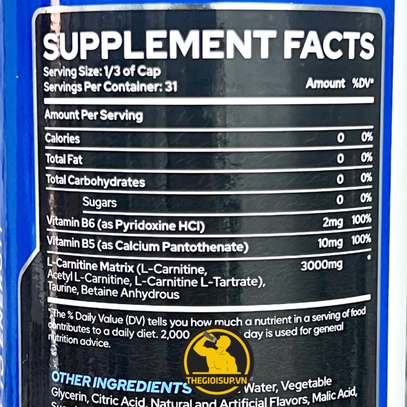 Chai Nước Giảm Mỡ Tự Nhiên Raze L-Carnitine 3000 31 Lần Dùng
