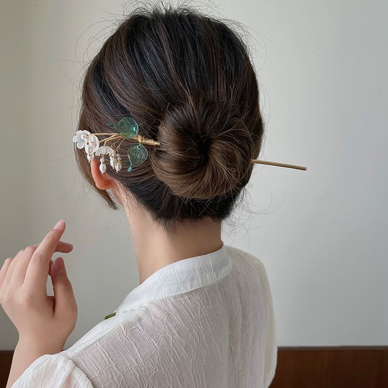 [Aishang Trang Sức Đẹp] Trâm Cài Tóc Phối Tua Rua Thung Lũng Ngọc Trai Rung Phong Cách Hanfu Cổ Điển Cho Nữ