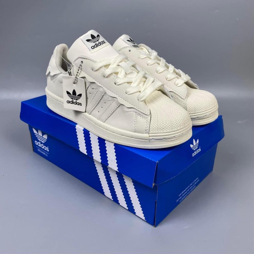 Giày thể thao adidas superstar sò kem trắng, giầy das sò 3 sọc màu trắng kem bản SC nam nữ FullBoxBill