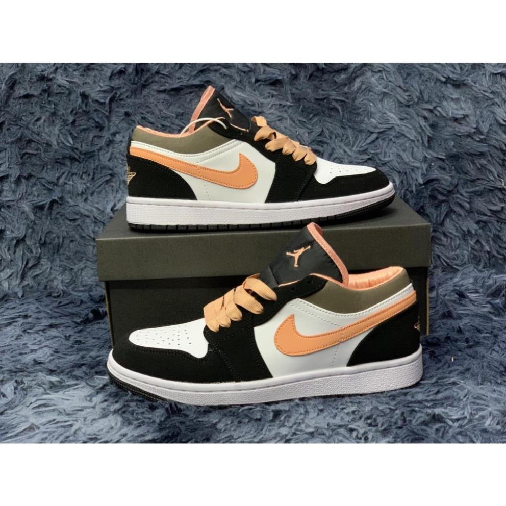 Giày thể thao Sneaker Jordan 1 Peach Mocha JD 1 Vạch Cam Đen thấp cổ Bản SC