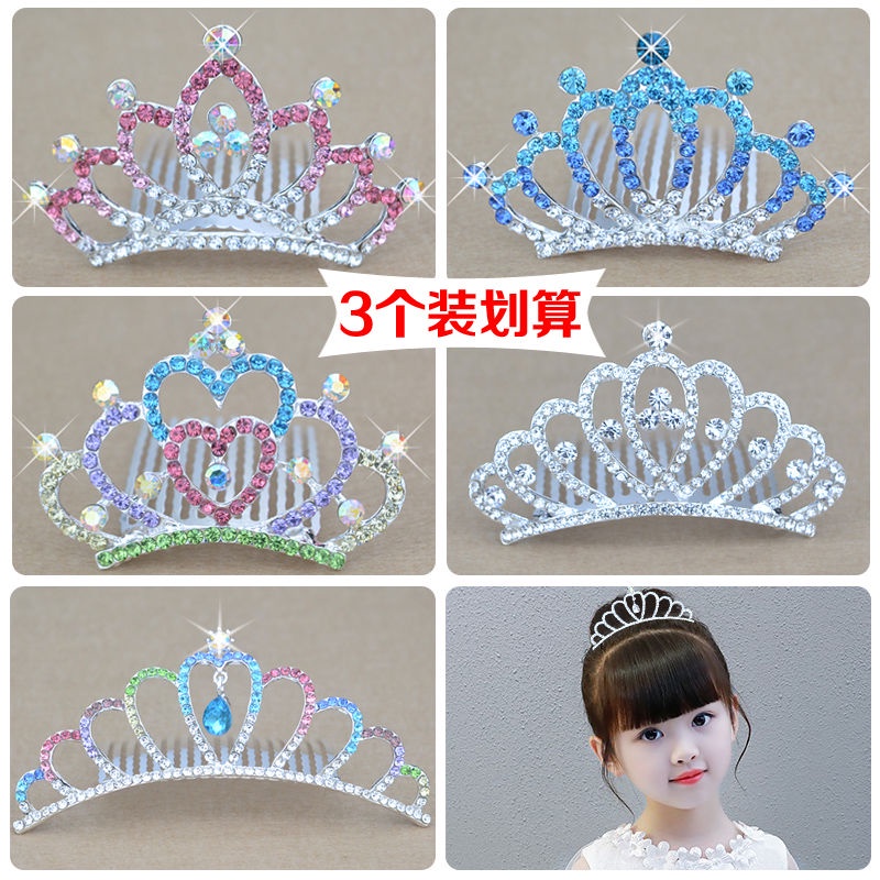 Lược Cài Tóc Hình Vương Miện Công Chúa Đính Đá Đáng Yêu Cho Bé Gái