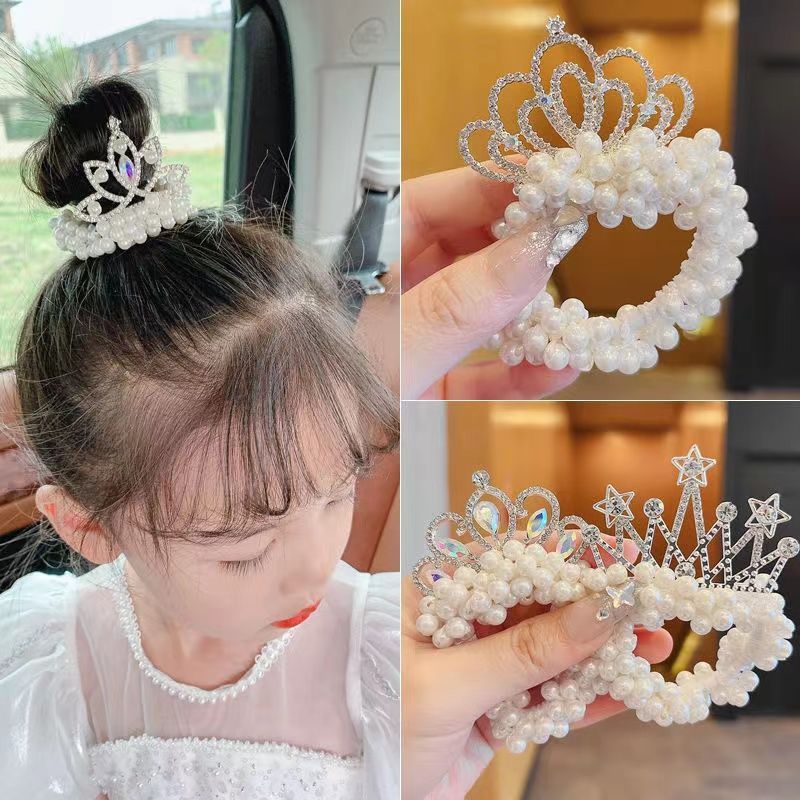 Dây Cột Tóc Hình Vương Miện Đính Hạt Phong Cách Hàn Quốc Mới Cho Bé Gái