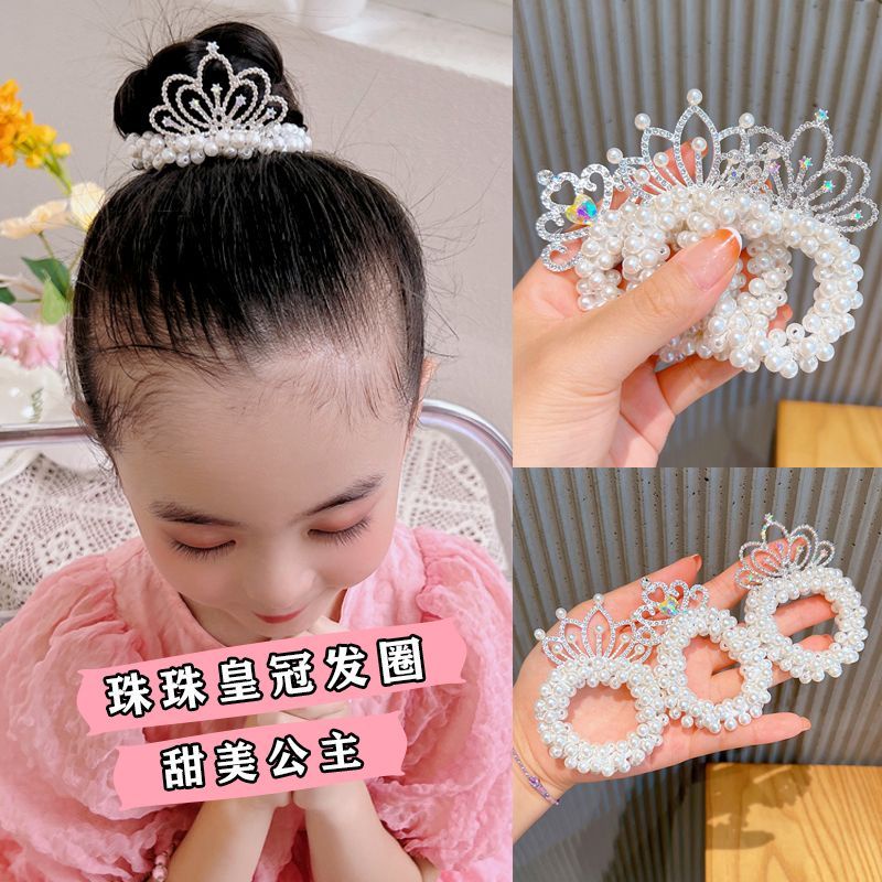 Dây Cột Tóc Hình Vương Miện Đính Hạt Phong Cách Hàn Quốc Mới Cho Bé Gái