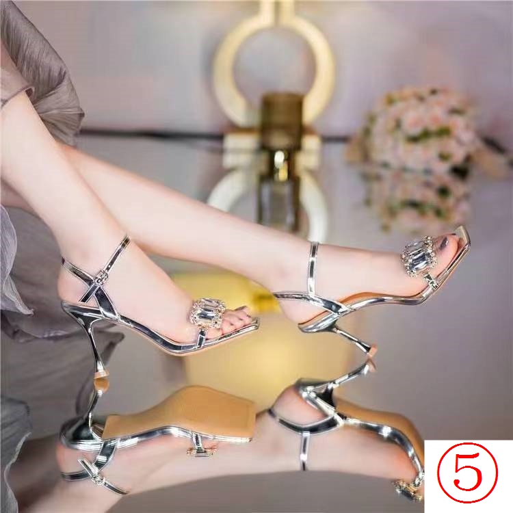 Sandal Cao Gót Màu Bạc Phong Cách Thời Trang Mùa Hè Pháp Hàng Mới 2023