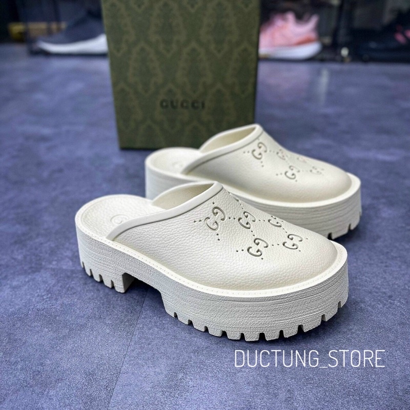 Dép Sục GuCi Nữ Kem Cream Đế Cao Lai Au [ Fullbox Cao Cấp ]
