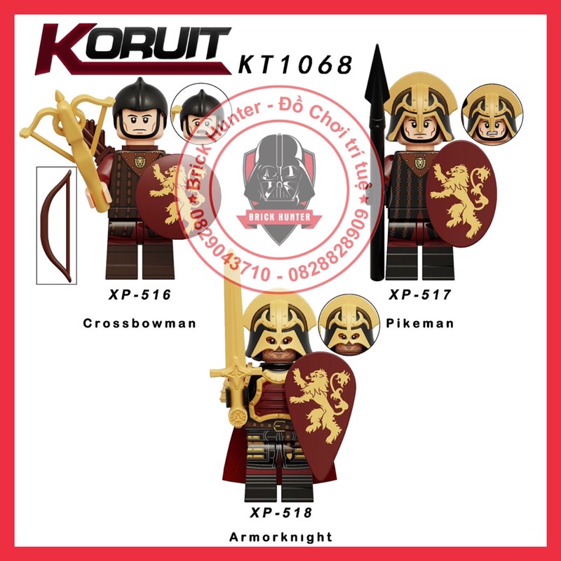 KT1068 minifigures mô hình lắp ráp Lính và hiệp sĩ nhà Lancaster Lion phe phản diện trong phim Game of Throne