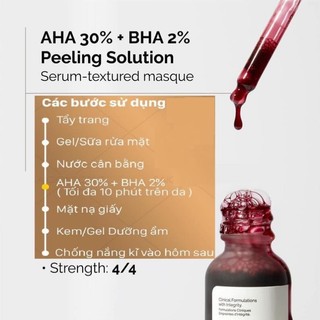 Tinh Chất Peel da The Ordinary AHA 30%+BHA 2% Peeling Solution 30ml [ Chính Hãng ]