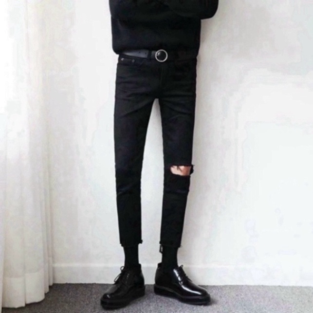 Quần Skinny Nam black color Chất Bò co giãn trang điểm từng lớp thanh niên tuổi - D45 a256 a32 a124 a4 a735 q8s a33 d4