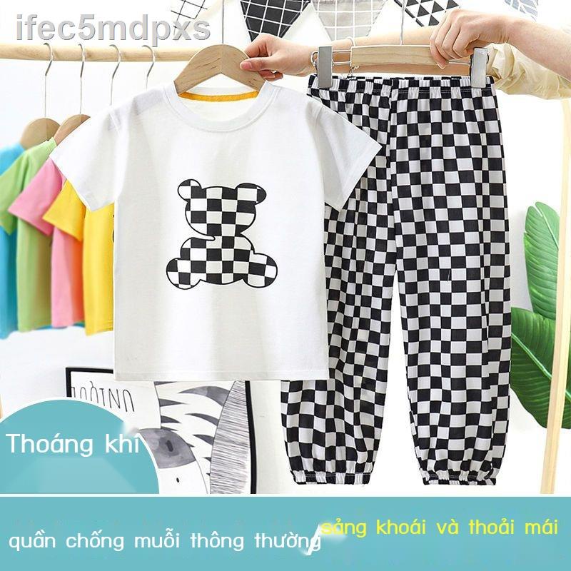 ☢❇Bộ quần áo ngắn tay trẻ em mùa hè 2021 phông bé trai và gái hai món phong cách nước ngoài