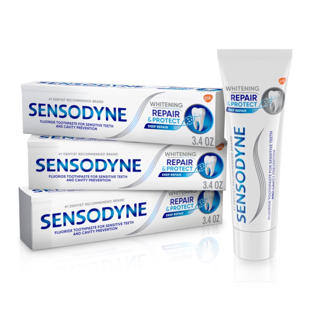 (COMBO 2 Tuýp) Kem Đánh Răng Bảo Vệ Răng & Làm Trắng, Repair & Protect, Whitening (100g) - SENSODYNE