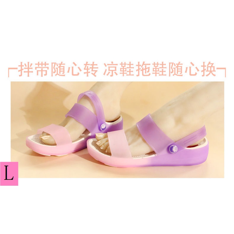 Dép Sandal Đế Xuồng Dày Hai Cách Mang Chống Trượt Mùa Hè 2023 Phong Cách Mới Cho Nữ