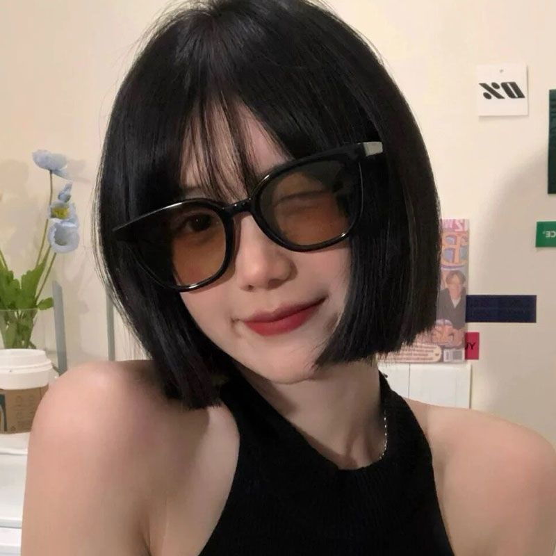 Kính Mát Gọng Đen Tròng Nâu Chống Tia UV Phong Cách retro Mỹ Cao Cấp Cho Nữ