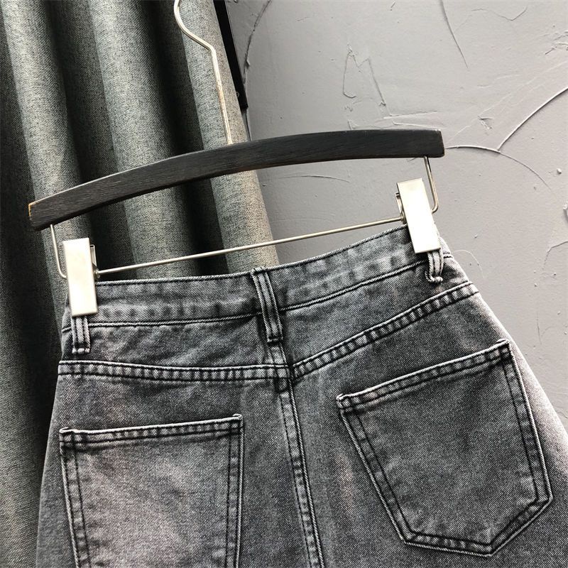 Jiashucheng Chân Váy Denim Chữ A Lưng Cao Dáng Ôm Thiết Kế Rách Thời Trang Mùa Hè Cá Tính Cho Nữ