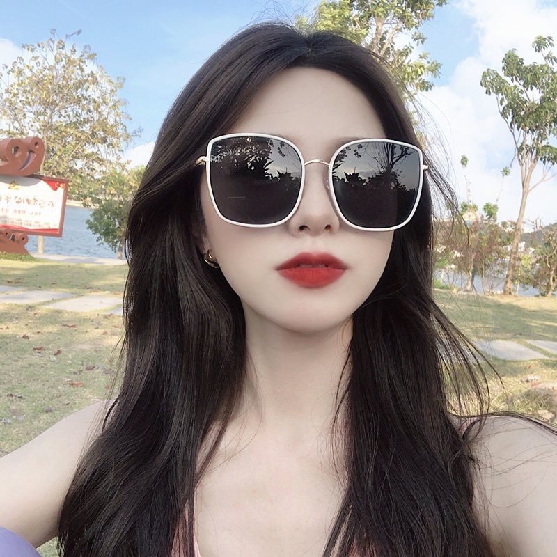 Kính Mát GM Gọng Vuông Lớn Phong Cách Đường Phố Thời Trang Cho Nữ