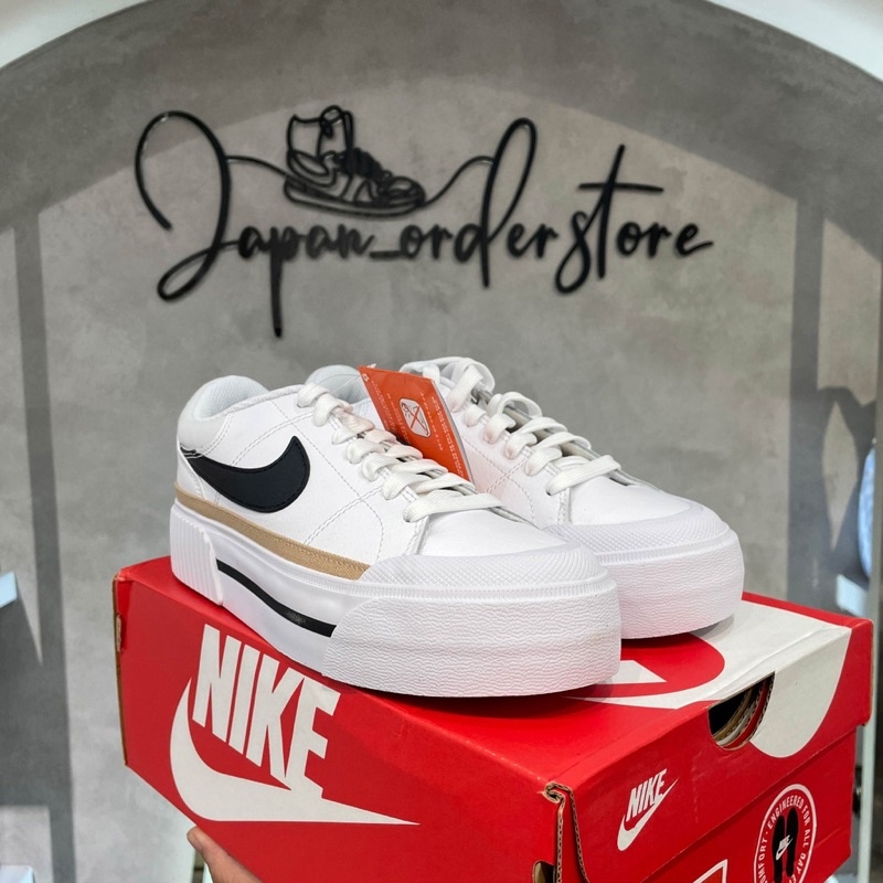 Giày Nai Court Legacy Lift Low White Black Cao Cấp