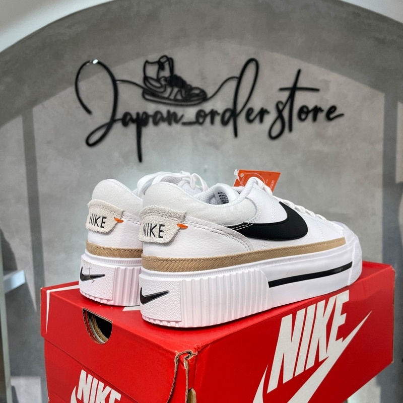 Giày Nai Court Legacy Lift Low White Black Cao Cấp