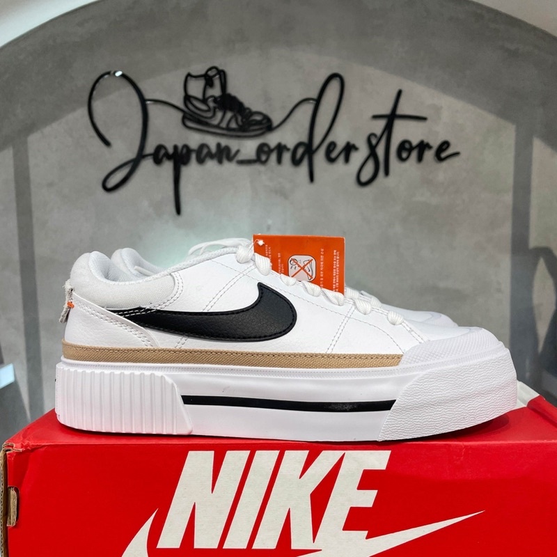 Giày Nai Court Legacy Lift Low White Black Cao Cấp