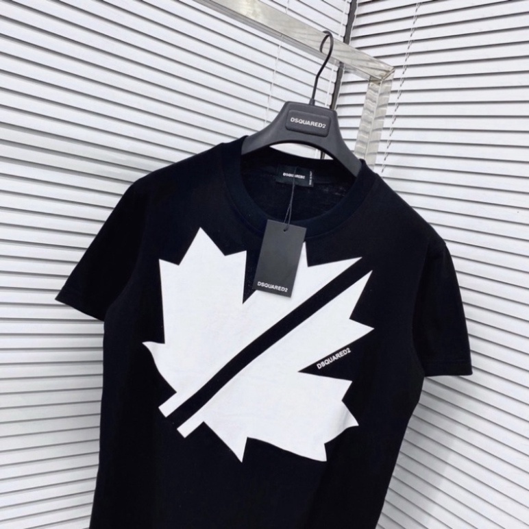 Áo phông nam nữ Premium Cotton in hình logo lá chữ DSQ2, Áo thun cộc tay cổ tròn kiểu dáng unisex chất vải dày dặn | BigBuy360 - bigbuy360.vn