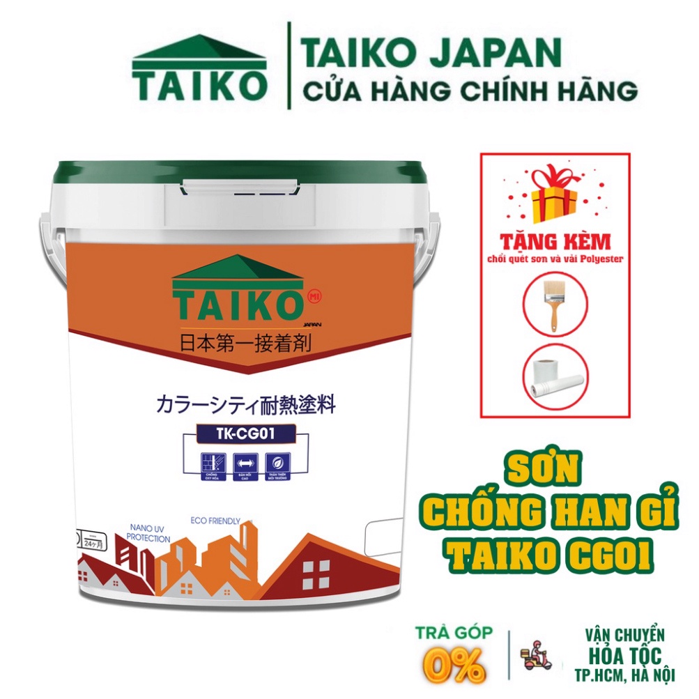 Keo Sơn Chống Han Gỉ, Gỉ Sét, Chống Cháy TAIKO CG01/ Thùng 1 Lít -Phù Hợp bề mặt Tấm Lợp, Lan Can, C