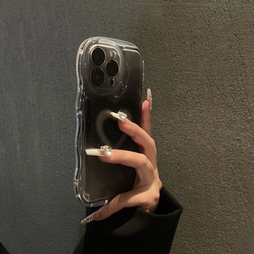 Ốp Điện Thoại Mềm Họa Tiết Trái Tim Màu Đen Cho Iphone 14pro 67 / 8p / xsmax 12 / 13 xr 11