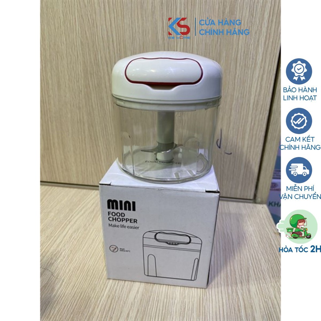 Máy xay tỏi ớt cầm tay mini - Dụng cụ xay tỏi, ớt dây rút tiện lợi - KS home
