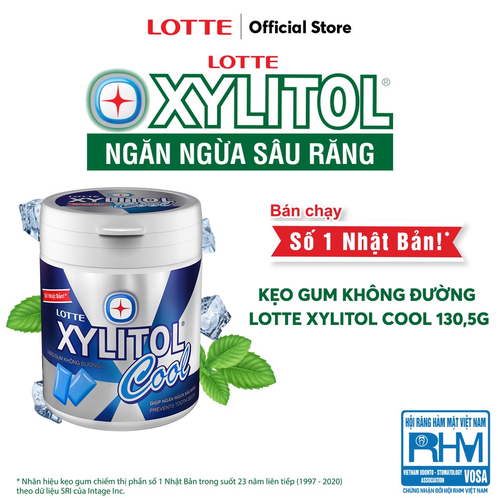 Kẹo gum không đường Lotte Xylitol Cool 130,5 g