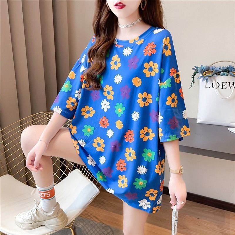 Áo Thun Nữ Ngắn Tay In Hoa Nhỏ Phong Cách Hàn Quốc Mới