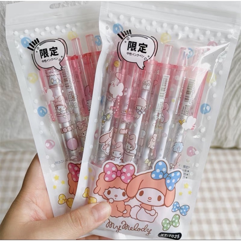 Set 6 Bút bi bấm hoạt hình cute ngòi 0.5mm mực đen  viết êm, nét đậm rõ không tắc mực