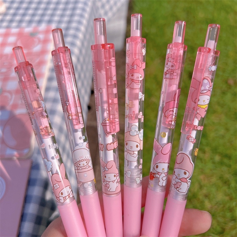 Set 6 Bút bi bấm hoạt hình cute ngòi 0.5mm mực đen  viết êm, nét đậm rõ không tắc mực