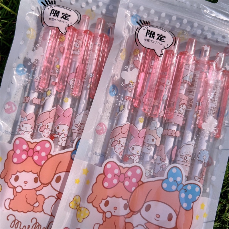 Set 6 Bút bi bấm hoạt hình cute ngòi 0.5mm mực đen  viết êm, nét đậm rõ không tắc mực