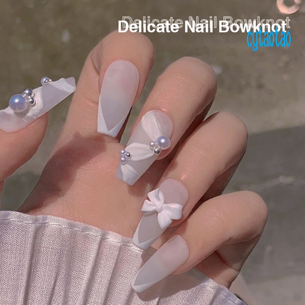 Set 50 Phụ Kiện Trang Trí Móng Tay Tạo Hiệu Ứng 3D Hình Nơ Mini Dành Cho Nữ