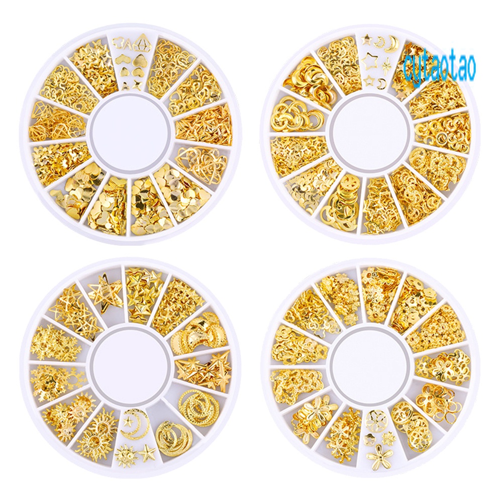 Phụ Kiện Trang Trí Móng Tay 3D Bằng Kim Loại Hình Trăng Sao / Trái Tim
